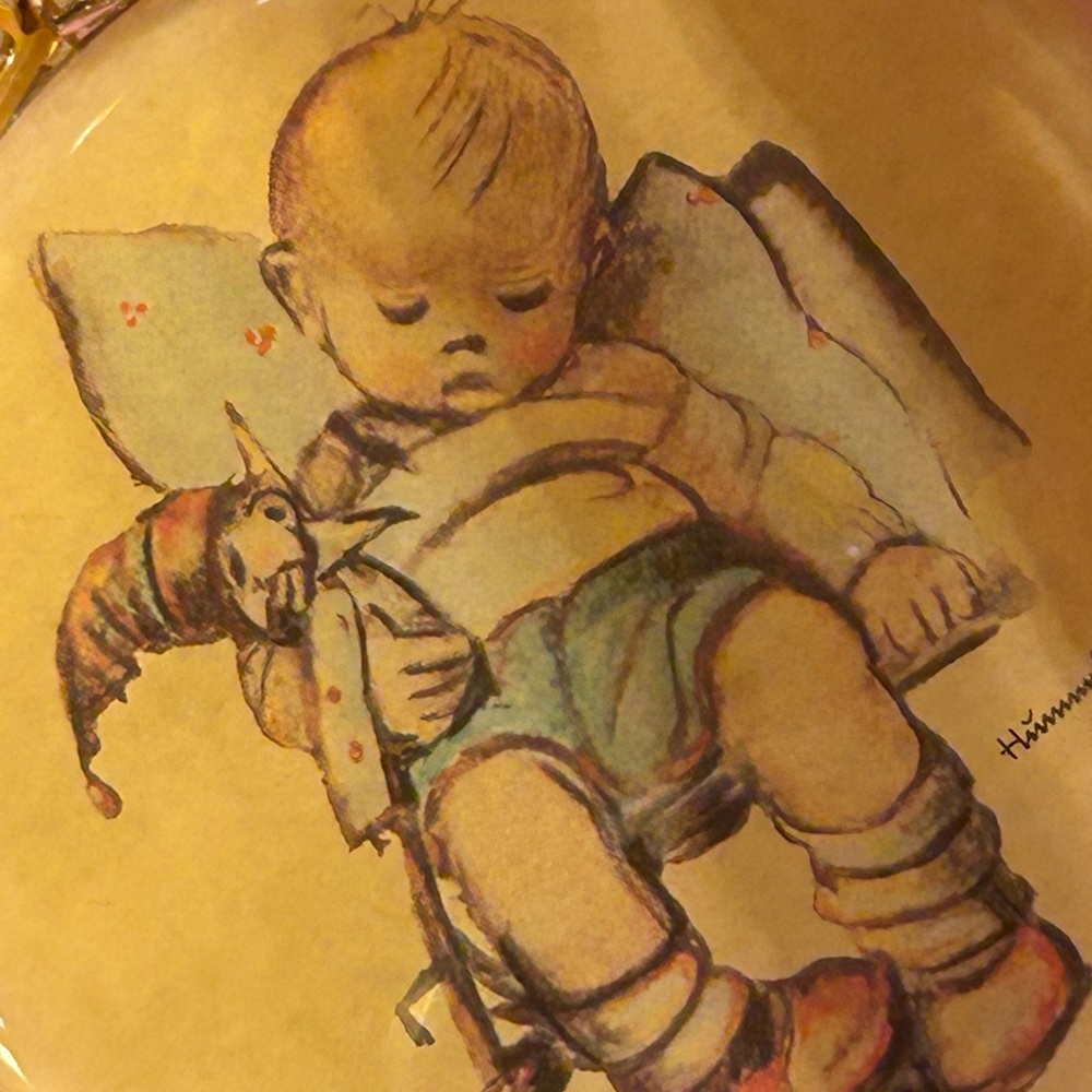 Hummel Gold Christmas Ornament Set - Red and Gold called SLEEPY TIME